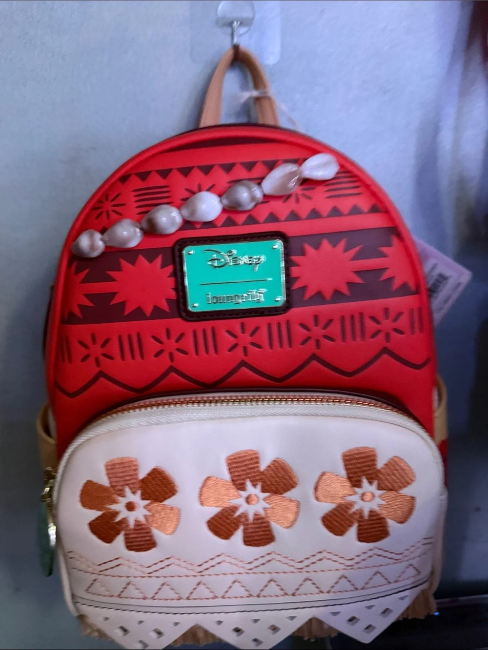 Loungefly Coral and Cream Moana-Inspired Mini Backpack